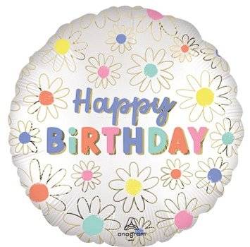 Satin Daisies Happy Birthday (18") *Helium*