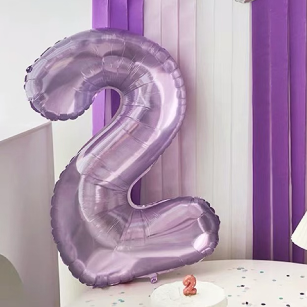 32寸数字气球果冻紫