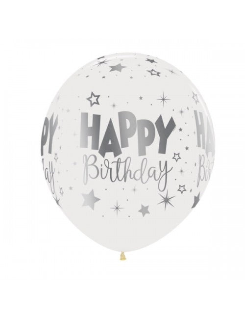 12” Round Birthday Balloon - WHITE