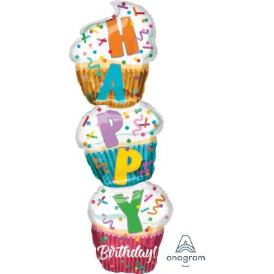 Cupcakes Happy Birthday  (41”) *Helium*