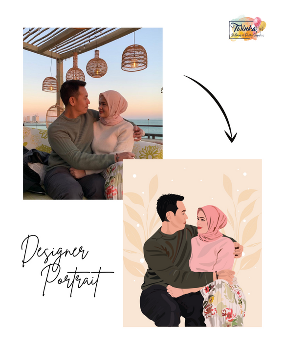 Designer Portrait - Couple (1 week Pre-Order) *Free Balloon*