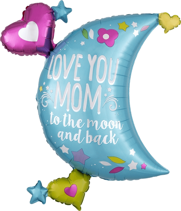 I love you mom to the moon and back foil balloon