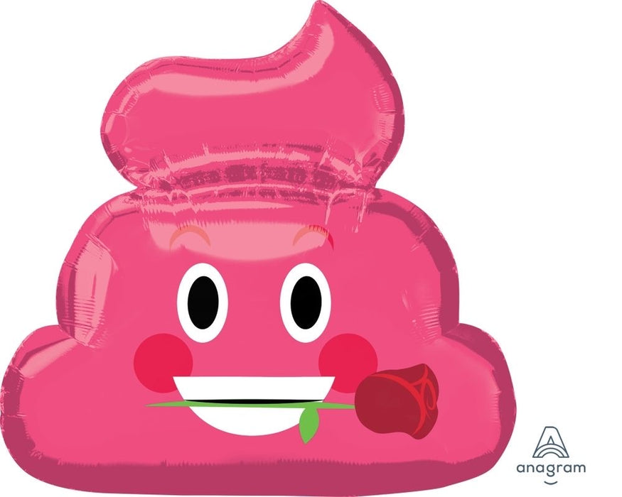 Poop With Rose In Pink SuperShape (25” x 24”) *Helium*