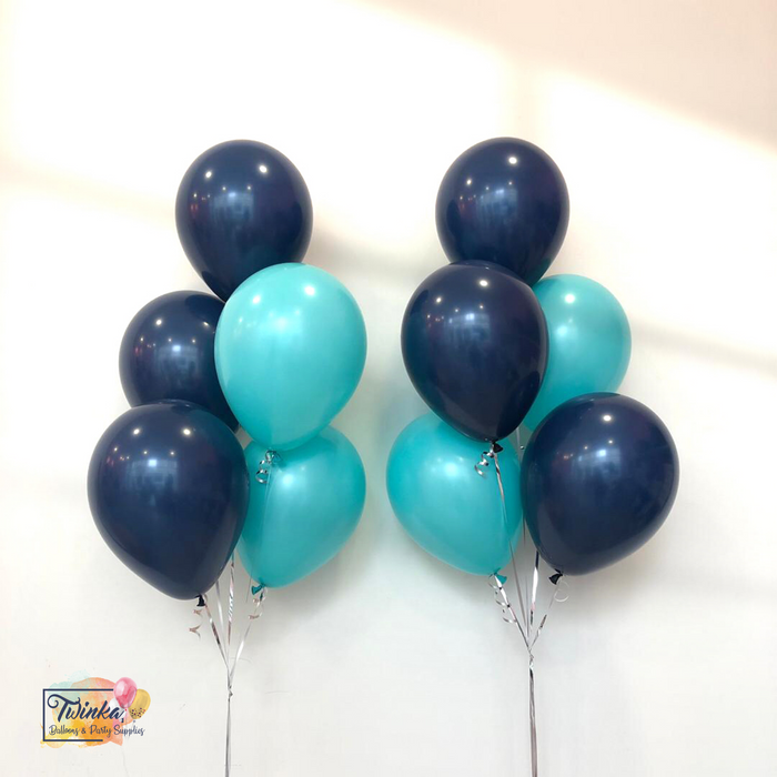 12" Dark Blue & Turquoise - 2 bunches *Helium*