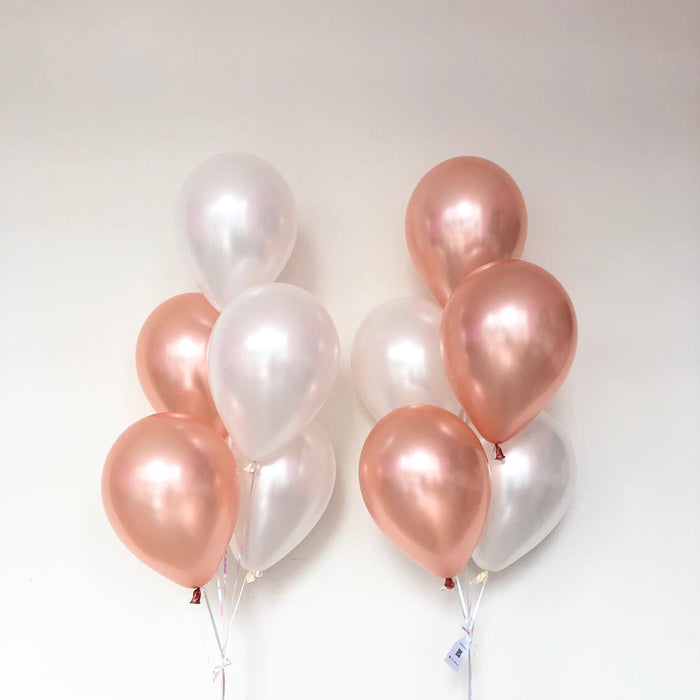 12” Rose Gold & White Set - 2 bunches *Helium*